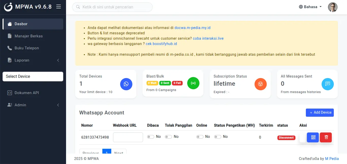 Whatsapp API Gateway